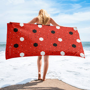 Red and White Hexagon Towel